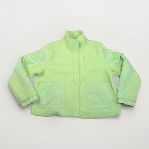 FLX‎ Neon Green Sherpa Snap up Jacket Women's Sz XL Sustainable Athliesure Tick